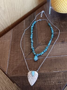 Turquoise Stone Layered Necklaces - Women Costume Jewelry - LUCKY and VJ